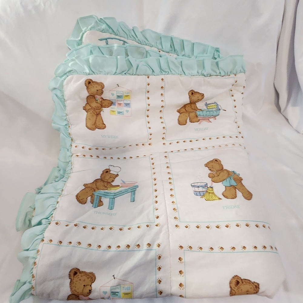 Vtg Baby Cassie's Creation A Bearable Week Quilt Days Of The Week